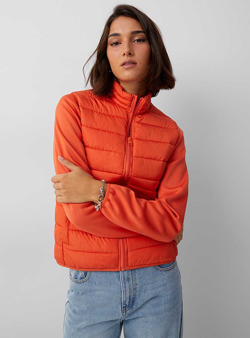 JJXX Orange Fleece-sleeve lightweight puffer jacket for women