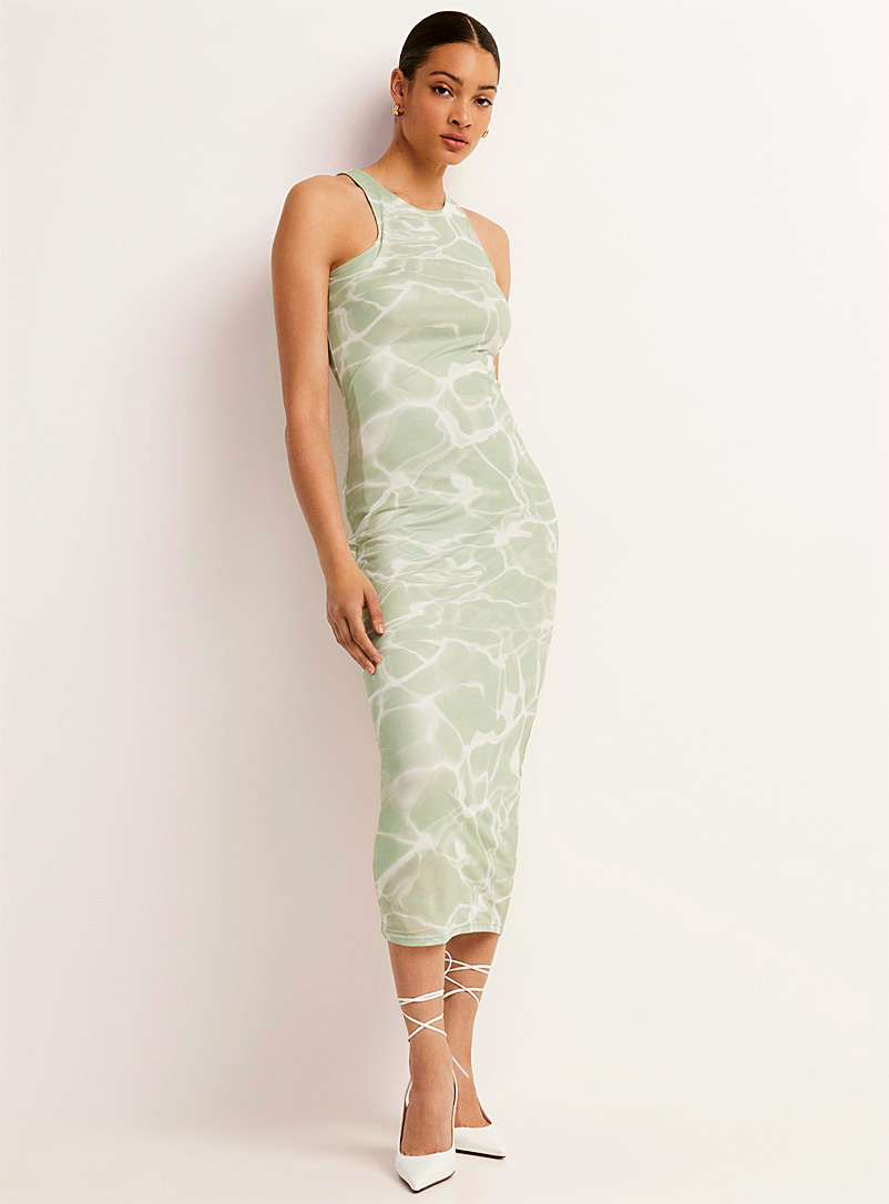 JJXX: La longue robe microfilet vert d'eau Vert à motifs pour femme