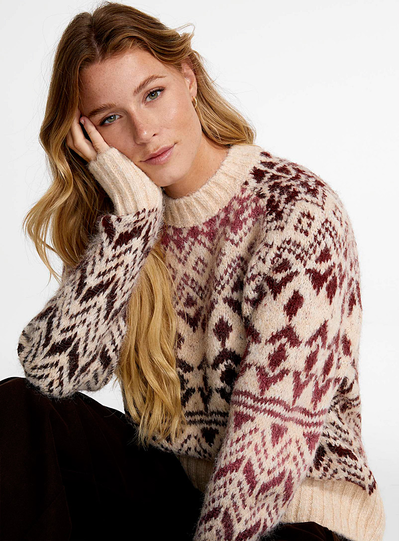 JJXX Assorted Gradient jacquard fuzzy knit sweater for women