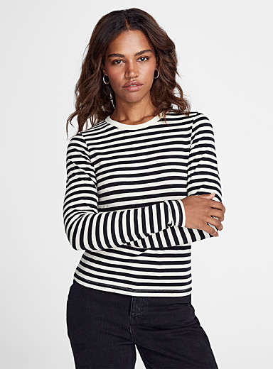 JJXX Black and White Celine contrasting stripes T-shirt for women