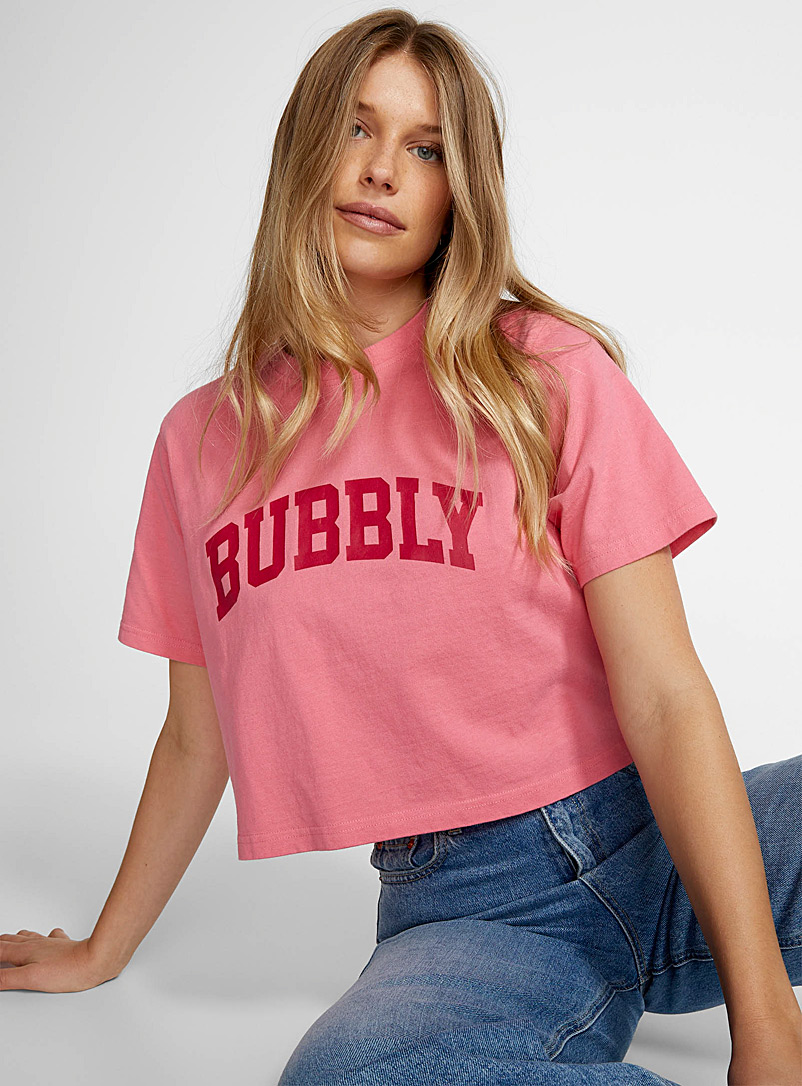 JJXX Pink Bubbly cropped T-shirt for women