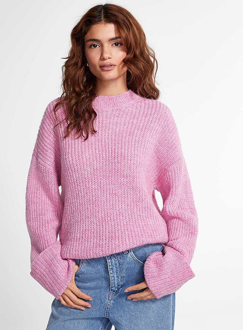 JJXX Pink Cuffed wrists oversized sweater for women