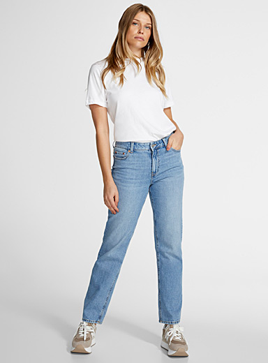 JJXX Blue Slim-fit straight-leg faded denim jean for women
