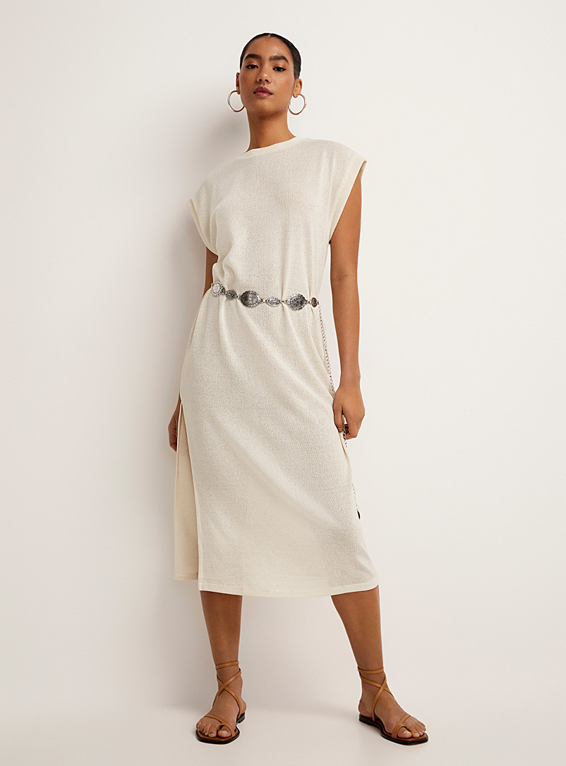 JJXX Off White Vera maxi ivory knit dress for women