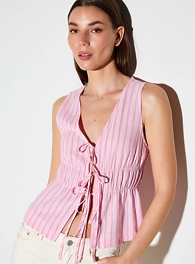 La camisole &agrave; nouer touche de lin