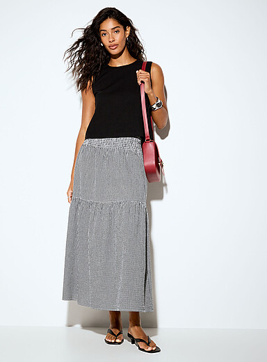 Zoe flared gingham maxi skirt | JJXX | Women's Maxi Skirts & Long