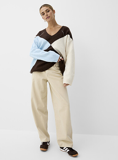JJXX Light beige Fuji sand-coloured denim barrel-leg jean for women