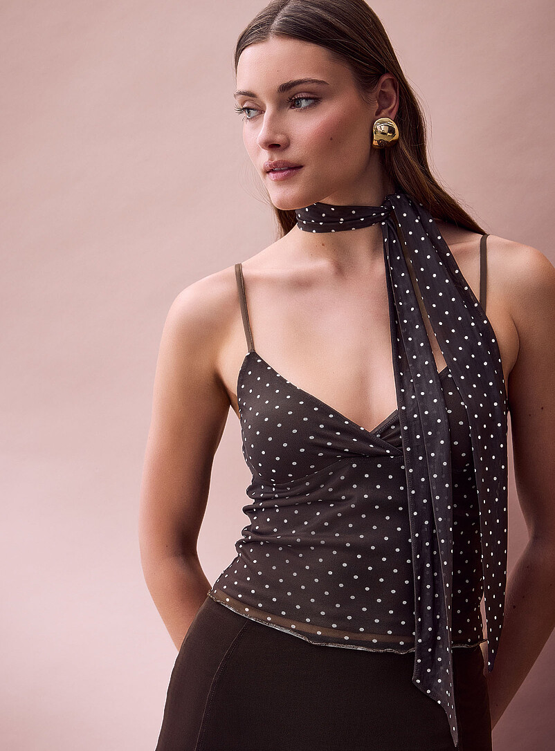 JJXX: La camisole col foulard microfilet &agrave; pois Elvira Brun &agrave; motifs pour femme