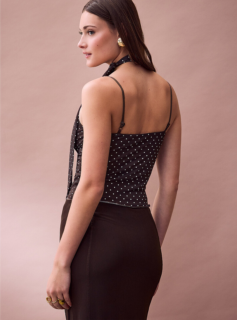 JJXX: La camisole col foulard microfilet &agrave; pois Elvira Brun &agrave; motifs pour femme