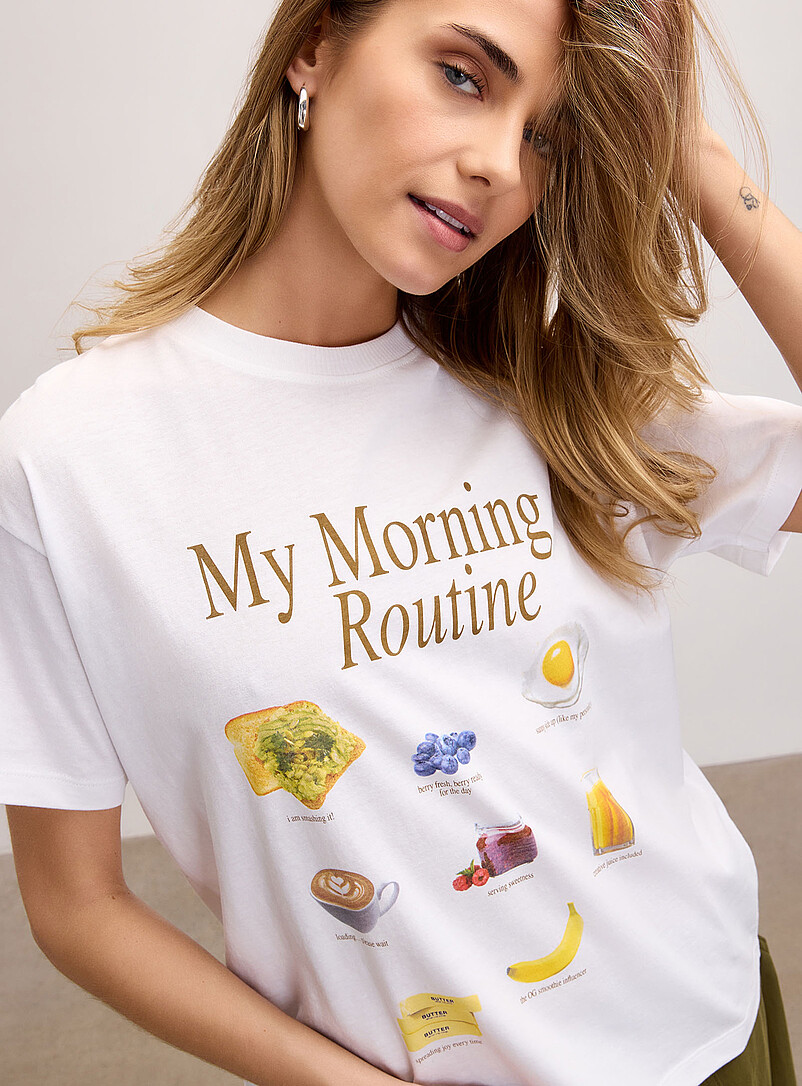 JJXX: Le t-shirt carr&eacute; collage d'imprim&eacute;s Brun &agrave; motifs pour femme