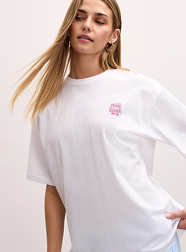 JJXX: Le t-shirt ample imprim&eacute; Hotel Para&iacute;so Blanc &agrave; motifs pour femme