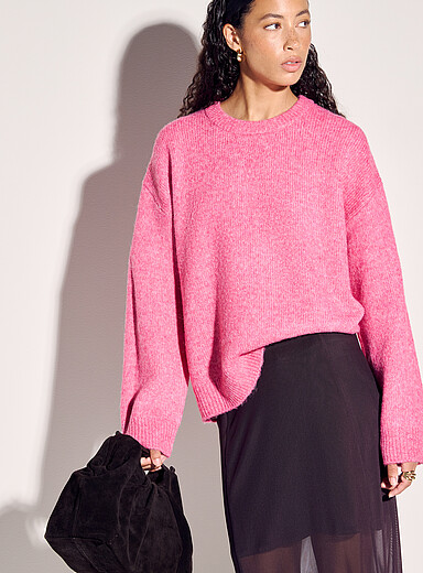 Fluffy neon pink sweater