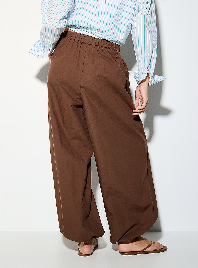 JJXX Chocolate/Espresso Sara poplin elastic ankle barrel-leg pant for women