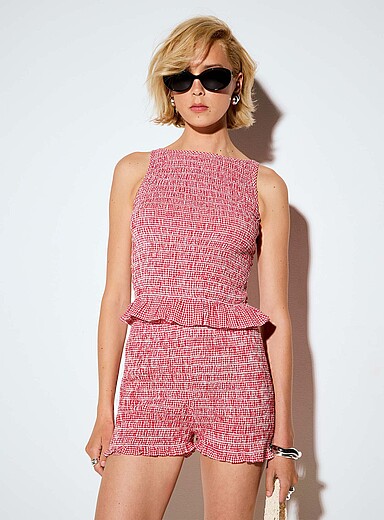 Zoe gingham pattern smocked cami