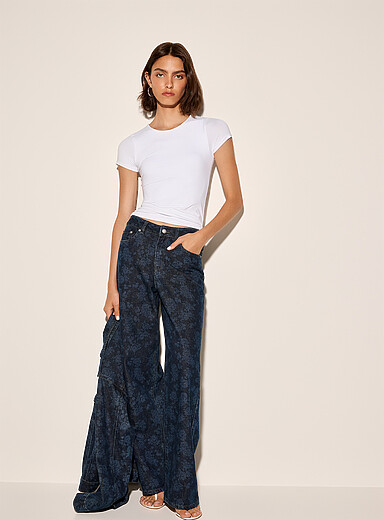 JJXX Patterned Blue Tokyo floral pattern wide-leg jean for women
