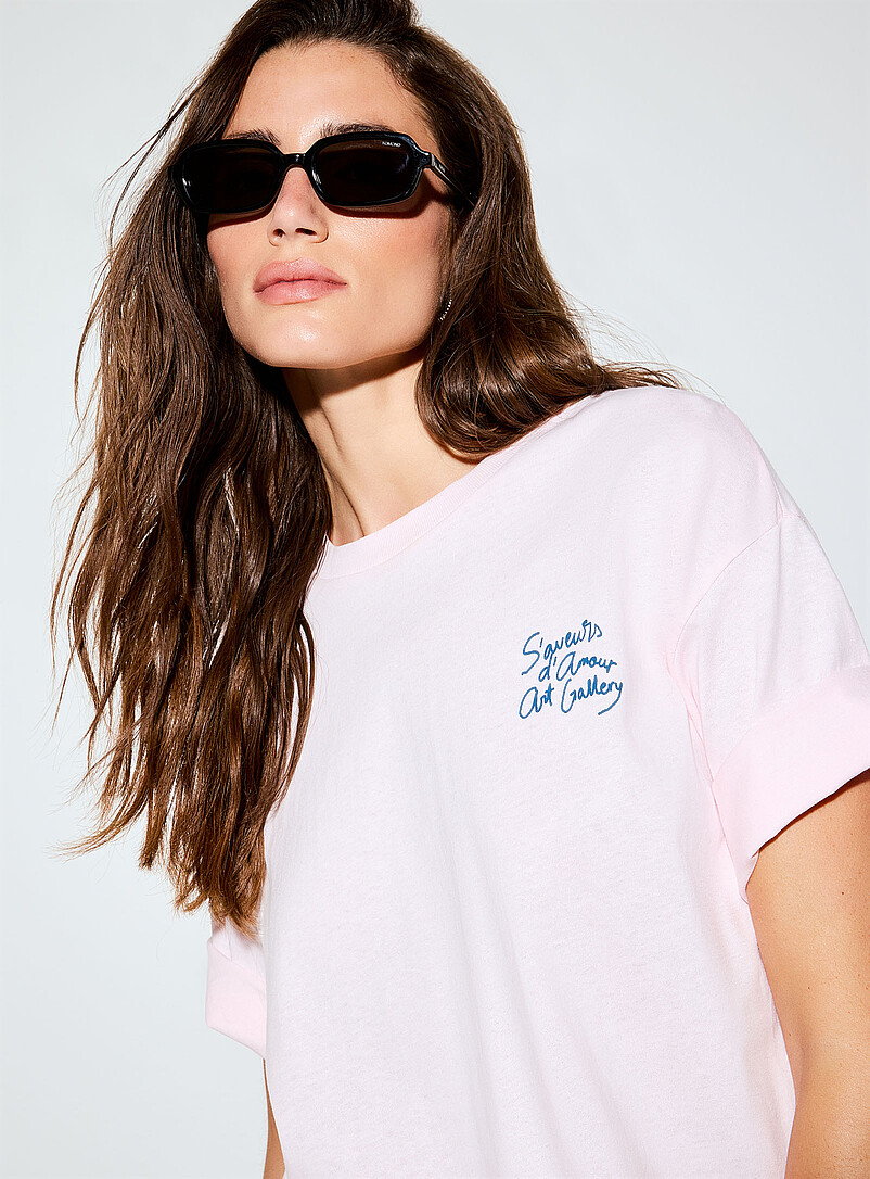 JJXX: Le t-shirt ample imprim&eacute; toile color&eacute;e Millow Blanc &agrave; motifs pour femme