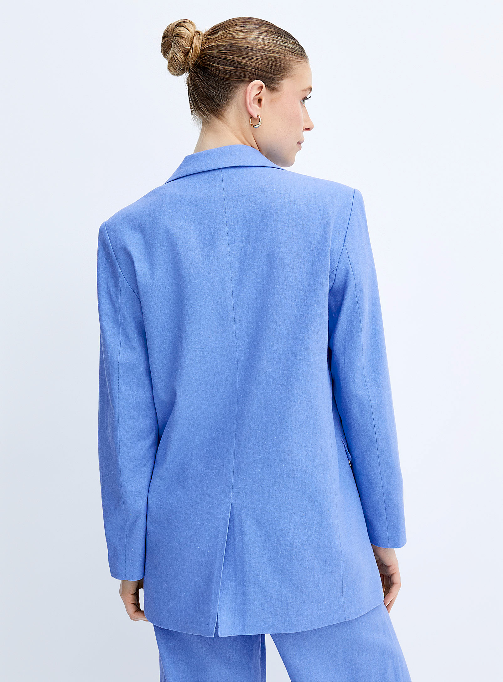 JJXX - Le veston ample touche de lin bleu poudre
