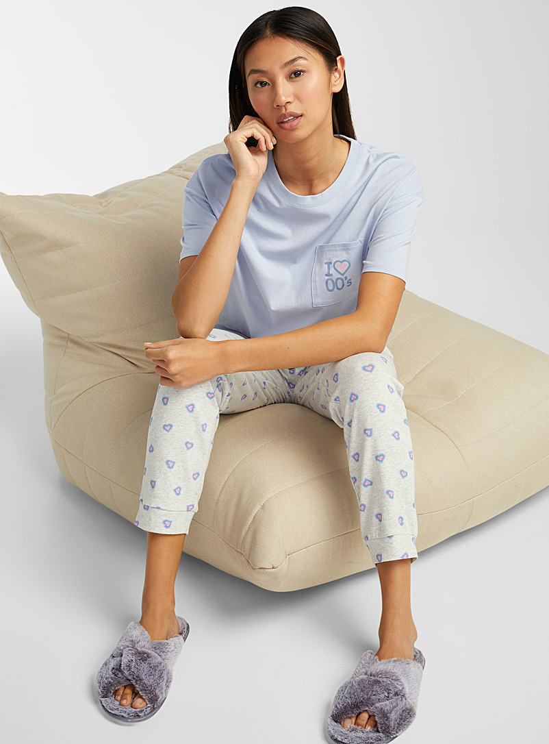 Miiyu x Twik: Le t-shirt imprimé nostalgie Bleu pâle-bleu poudre pour femme
