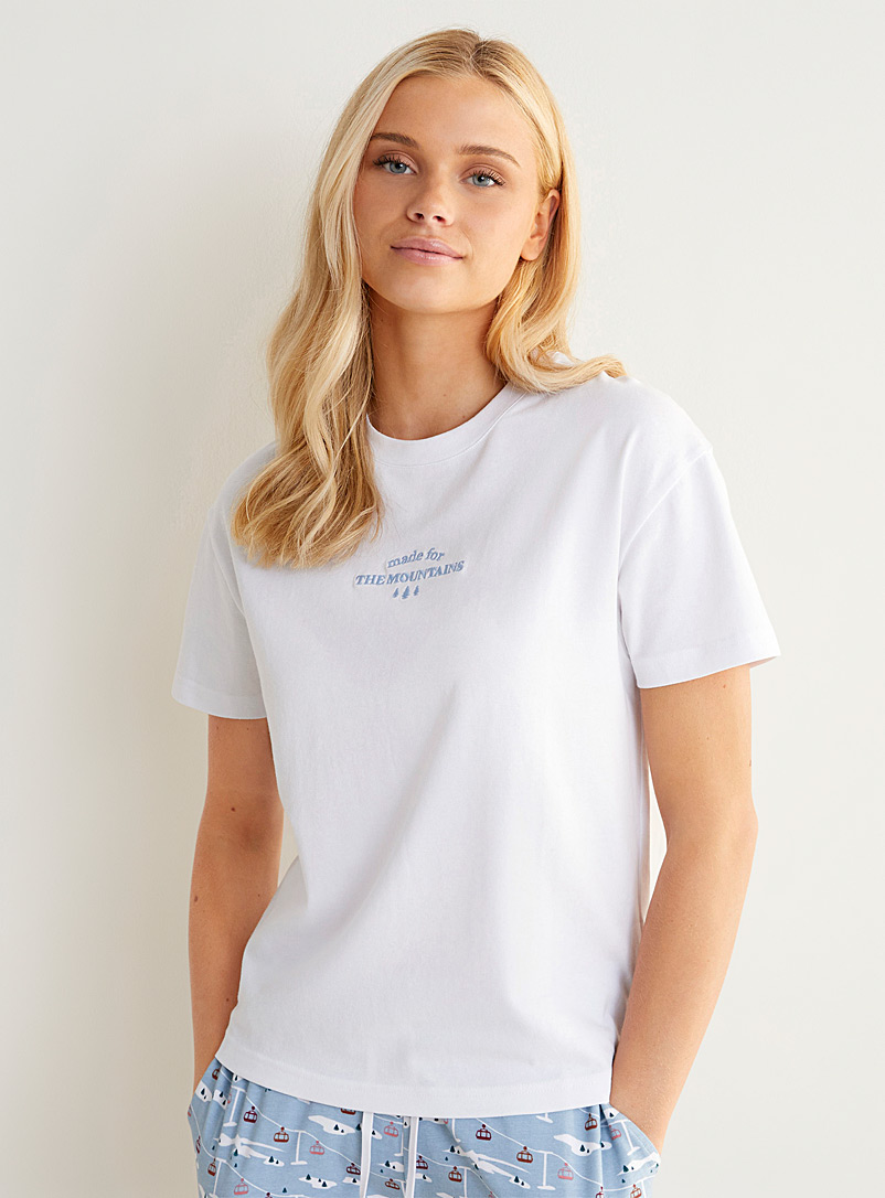 Miiyu x Twik White Nostalgic embroidery T-shirt for women