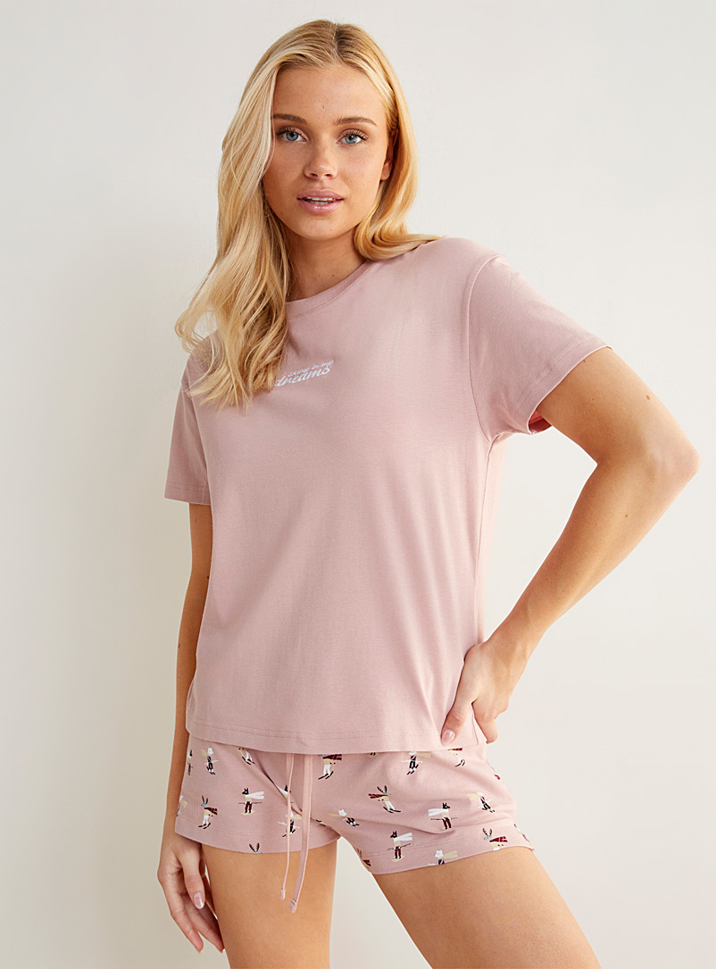 Miiyu x Twik Dusky Pink Nostalgic embroidery T-shirt for women