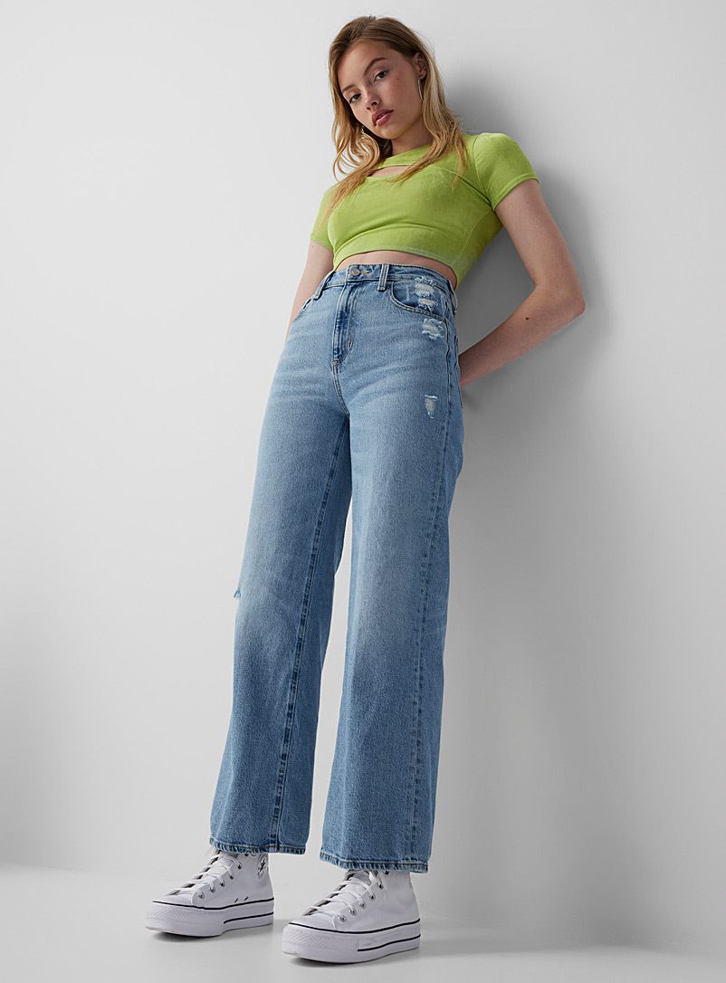 Jupe D'Été En Jean Délavé Pour Femme FEOYA - Style A-Line Avec Poches Cargo