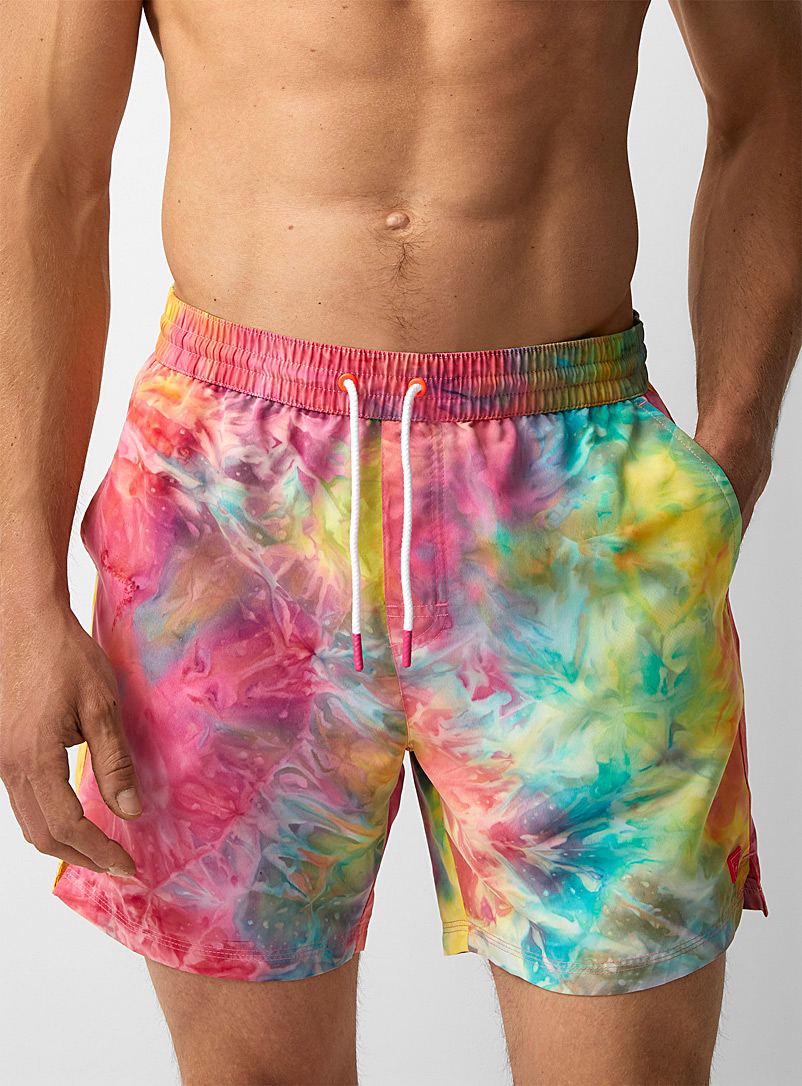 Guess Medium Pink Colourful dilution swim trunk for men
