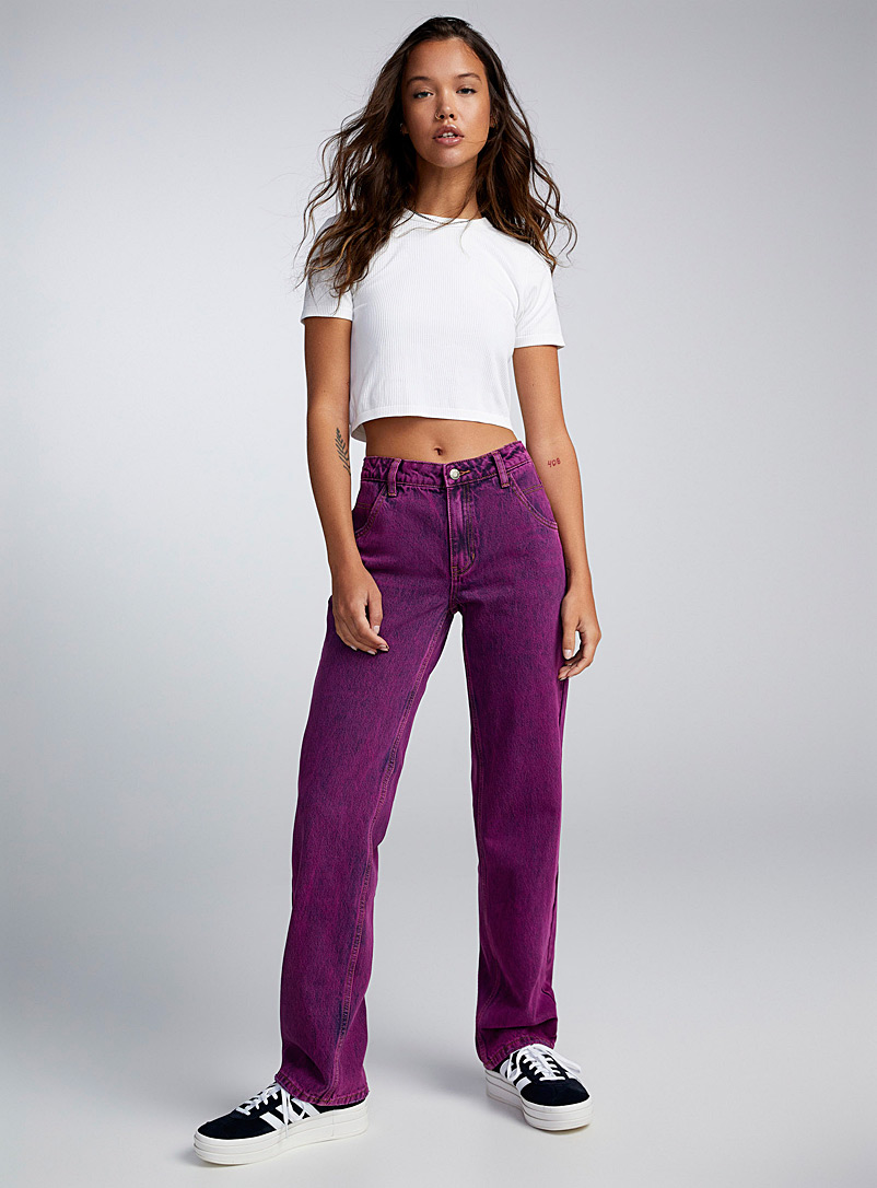 Guess Crimson Acid-washed purple carpenter jean for women
