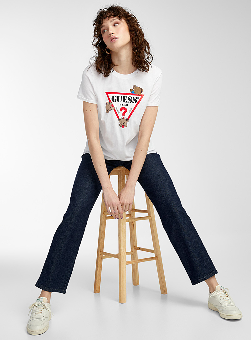 Guess White Teddy bears signature logo tee for women