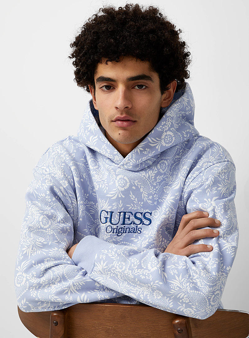 Guess Baby Blue Floral paisley hoodie for men