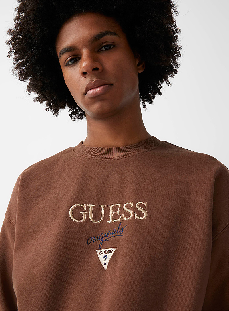 Guess Brown Original logo sweatshirt for men