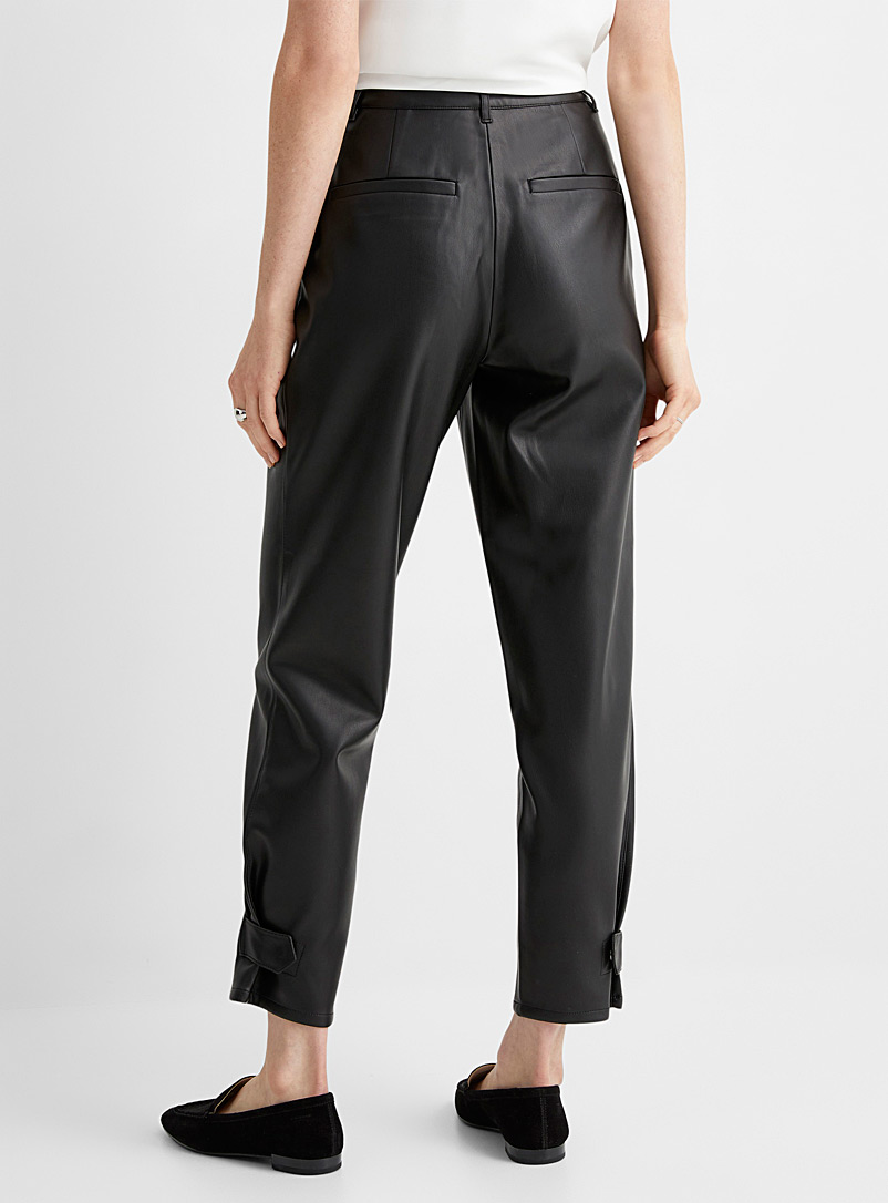 Contemporaine Khaki Faux-leather high-waist pant for women