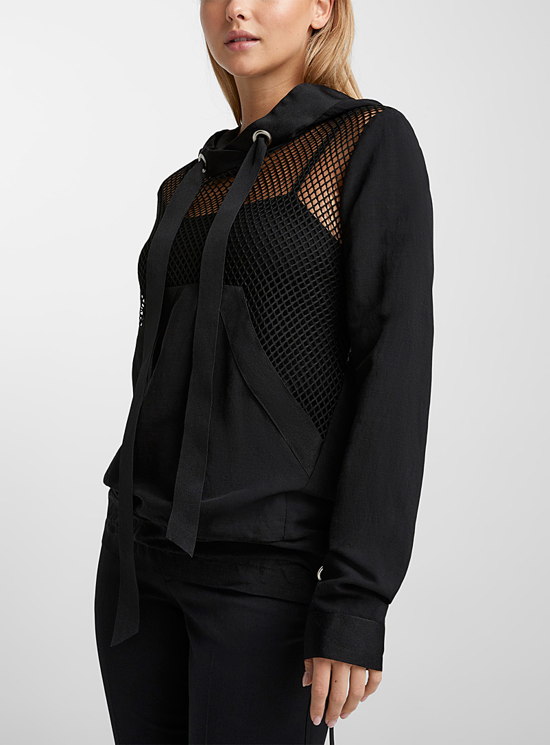 Denis Gagnon Black Dual-material hoodie for women