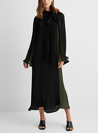 Denis Gagnon: La robe bicolore bords ondulés Noir pour femme