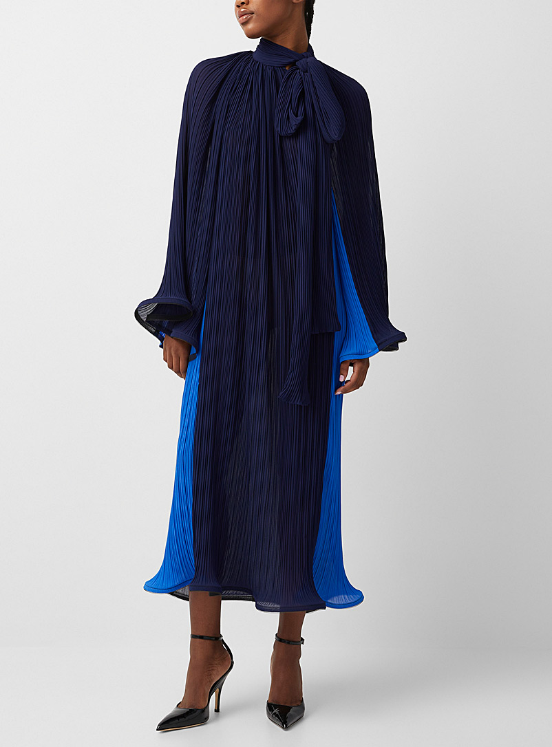 Denis Gagnon Dark Blue Wavy trim two-tone dress for women