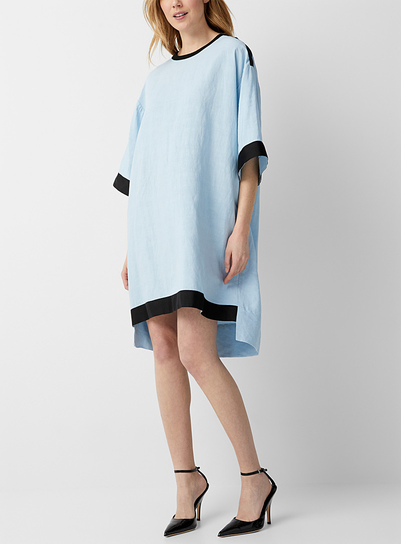 Denis Gagnon: La robe t-shirt bimatière Bleu pâle-bleu poudre pour femme