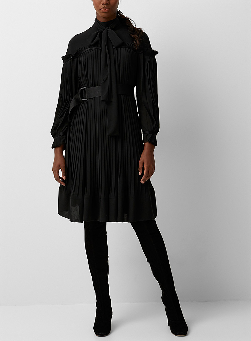 Denis Gagnon Black Fine pleated black dress for women