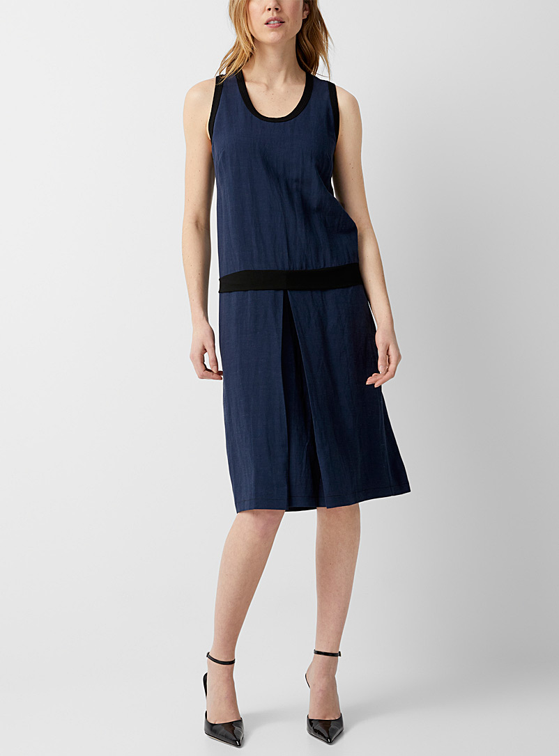 Denis Gagnon Dark Blue Sleeveless linen dress for women