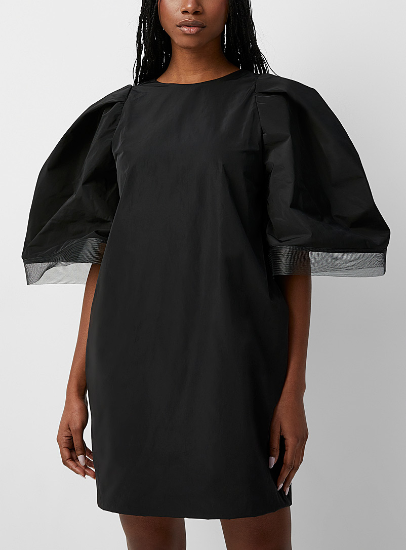 Denis Gagnon Black Two-in-one taffeta dress for women