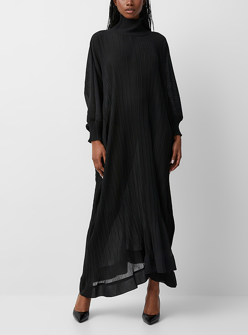 Denis Gagnon Black Multi-pleated tunic dress for women