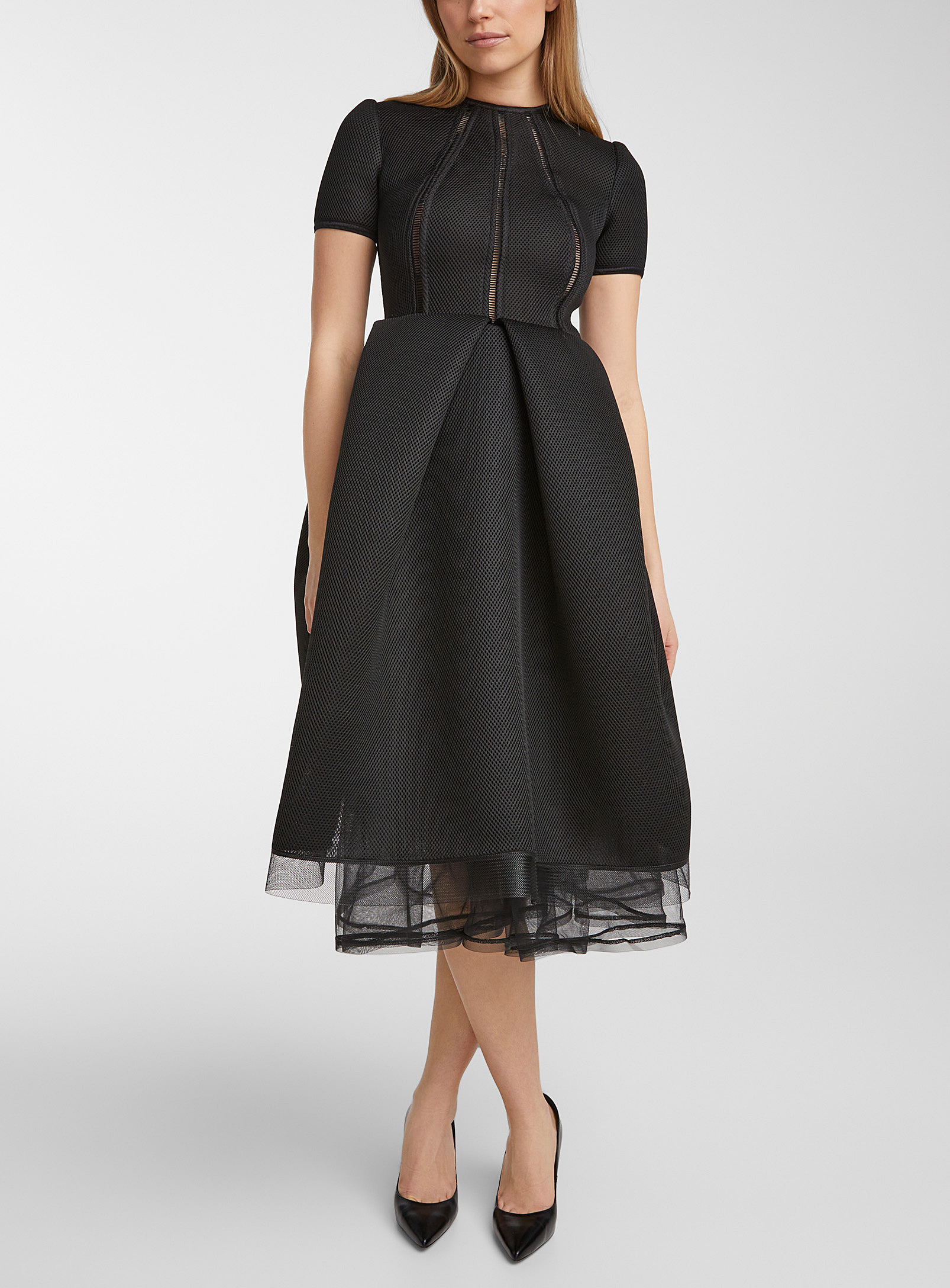Denis Gagnon Waffled Fitted Dress In Black