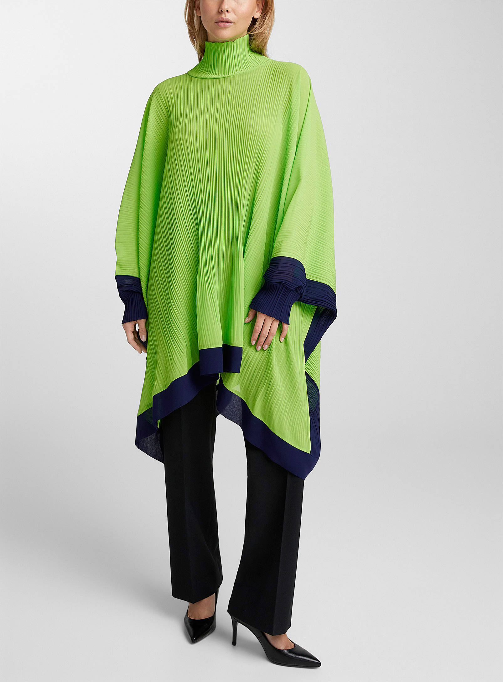 Denis Gagnon Multi-pleated Tunic In Lime Green
