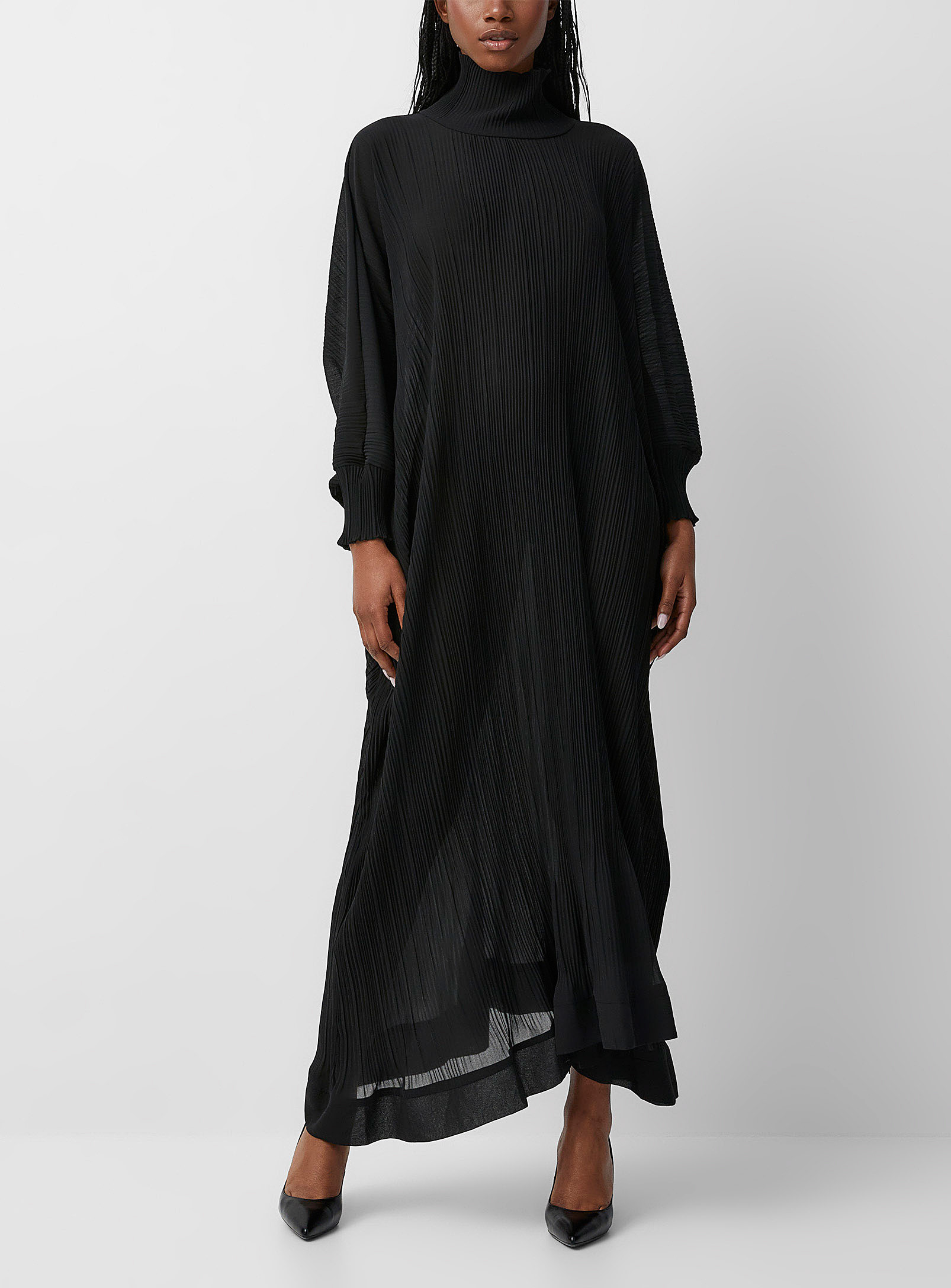 Denis Gagnon Multi-pleated Tunic Dress In Black