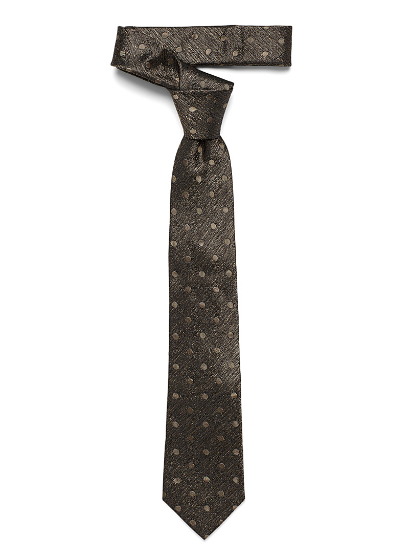 Le 31 Brown Monochrome heathered weft dot tie for men