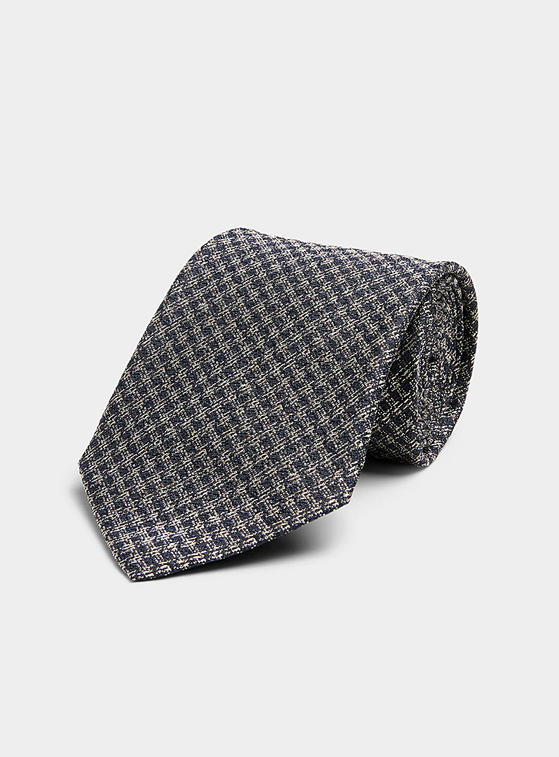 Le 31 Black Heathered check tie for men