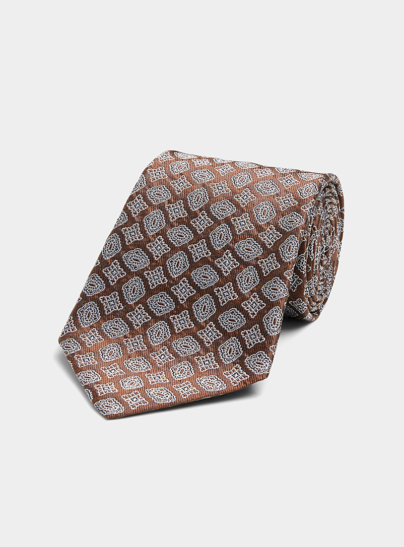 Le 31: La cravate médaillons tracés Brun pâle-taupe pour homme