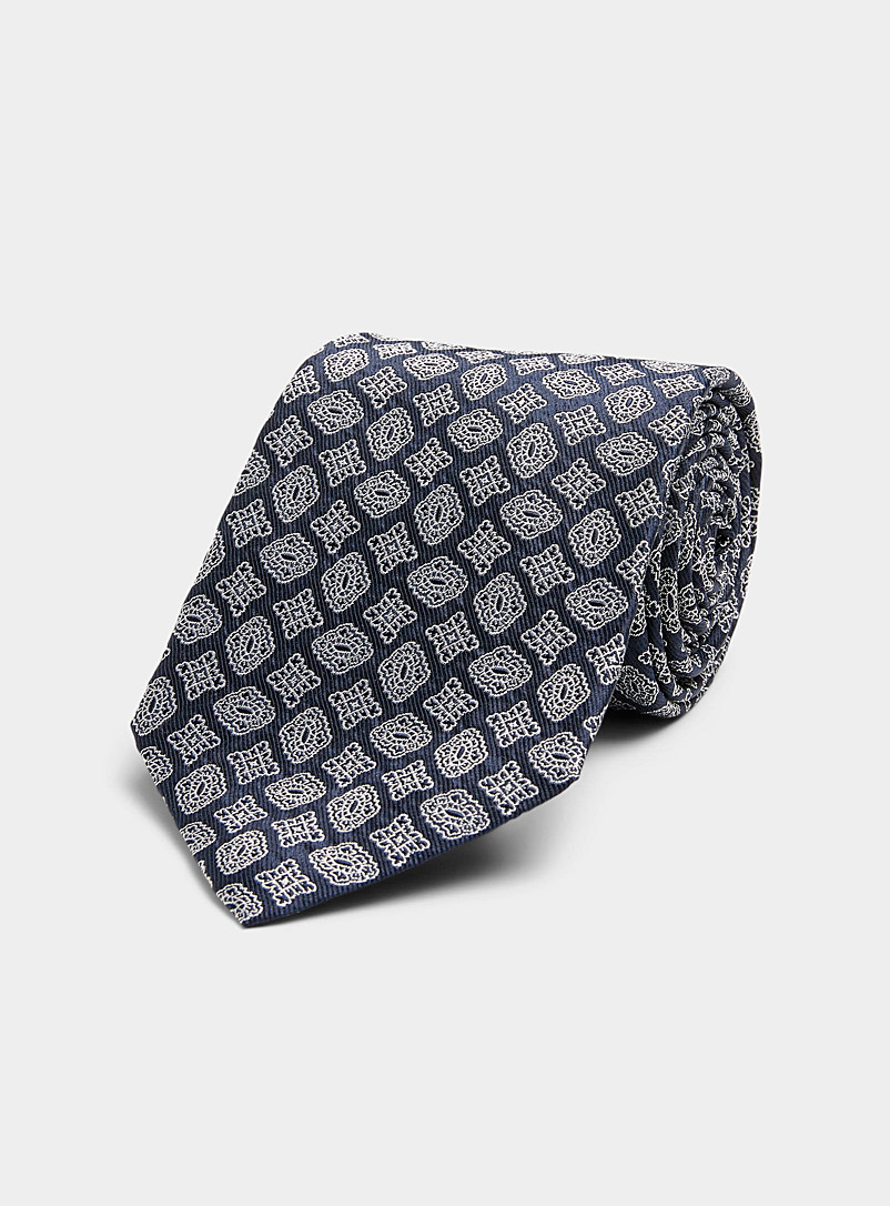 Le 31: La cravate médaillons tracés Bleu foncé pour homme