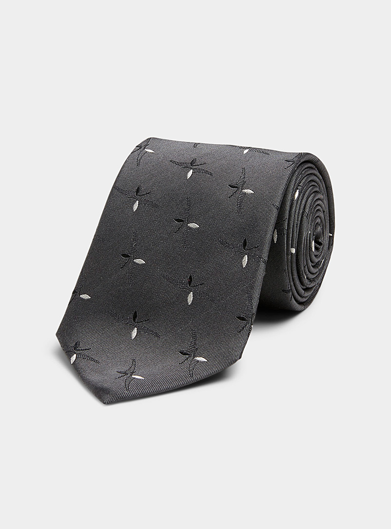 Le 31 Charcoal Monochrome samara tie for men