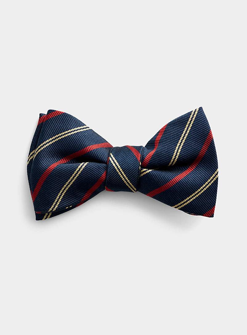 Le 31 Marine Blue Mixed stripe bow tie for men