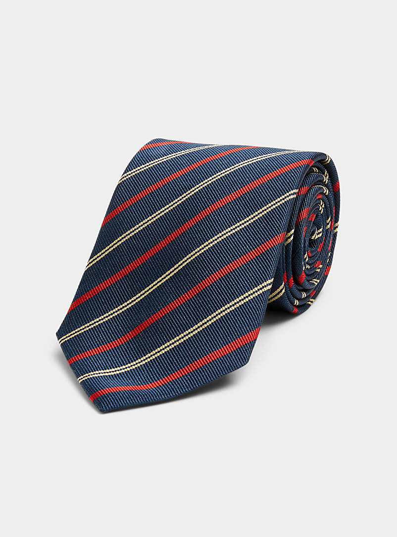 Le 31 Marine Blue Mixed-stripe tie for men