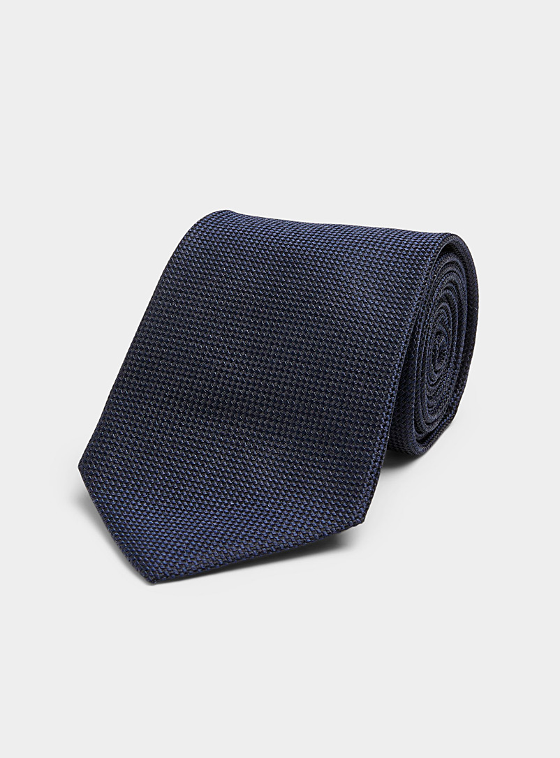 Le 31 Dark Blue Monochrome check jacquard tie for men